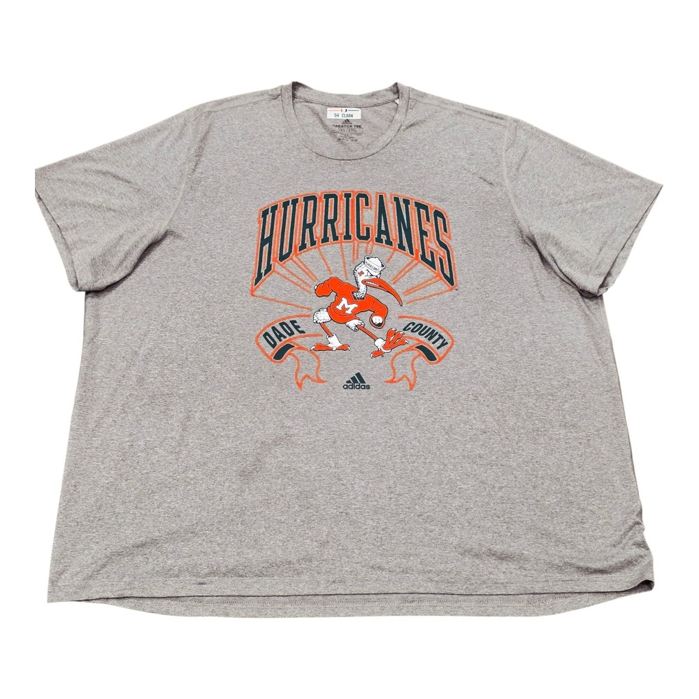 Men's Adidas Miami Hurricanes Football Dade County Team Issue Shirt Gray Sz 3XL